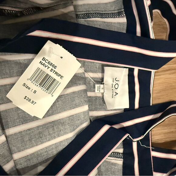 Striped Navy and White Button-Down Dress - Picture 10 of 11